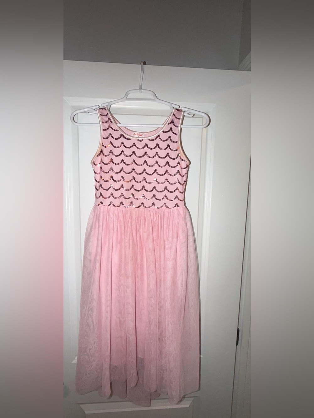 Girls Cat & Jack Pink Sequin Tank Tulle Party Dress size M GUC